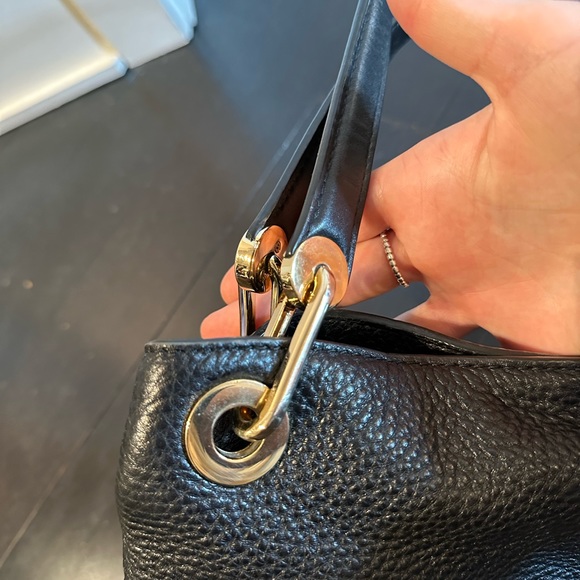 MICHAEL Michael Kors Raven Large Leather Shoulder Bag, Black/Gold - Picture 8 of 10